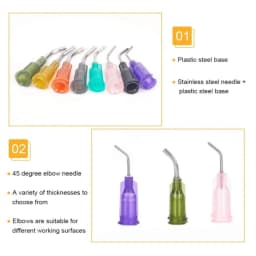 10pcs 1' Stainless Steel 45-Degree Elbow Dispensing Needles with Blunt Tips, from 14G to 27G