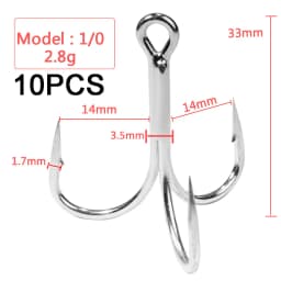 Huge Treble Hooks 4X Strong 1#-10/0# Fishhook Super Sharp Barbed Carbon Steel Anchor Tackle Round Bend Angle for Big Fish Hook
