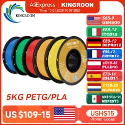 KINGROON 5KG PLA TPU PETG Filament Mix Color 1.75mm 3D Printer Plastic No Bubble Spool 3D Printing Materials Wholesales