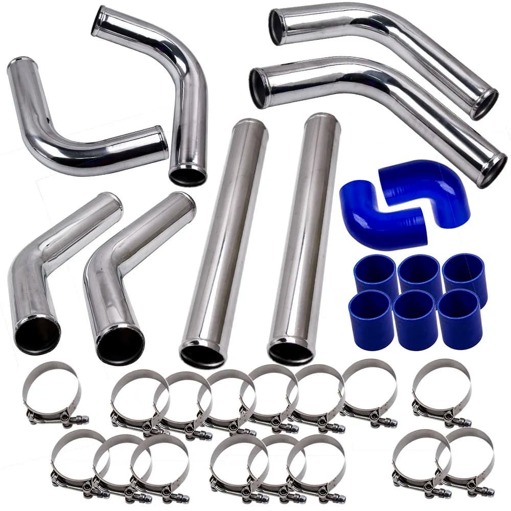 2.5 Inch Universal Aluminum Intercooler Turbo Piping Pipe Kit+ Silicone+Clamp