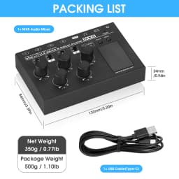 Nobsound MX5 Ultra Low Noise 4-Channel Stereo Audio Mixer Mini Stereo / Mono 6.35/3.5mm Mixer for Club/Studio/Bar