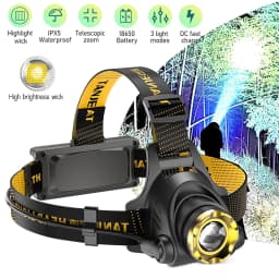 Led Headlamp USB Rechargeable Powerful Batteries Headlight Camping Search Light Head Flashlight 90° Adjustable Head Strap Lamp