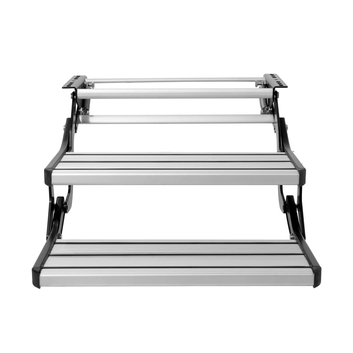 SucceBuy RV Steps 2-Step Manual Retractable RV Stairs Foldable 440 LBS Load Capacity Aluminum Alloy Steps Thickened Steel Plate