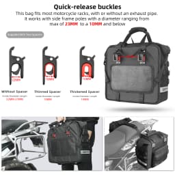 Rhinowalk Motorcycle Saddle Bag Waterproof 25L-32L Expandable Side Pannier Bag Quick Release 3D Cube Motorbike Storage Bag 1PC