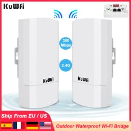 KuWfi 300Mbps Outdoor CPE Bridge 2.4Ghz Wireless WiFi Router AP Repeater Bridge Wi-fi Signal Extender PTP Up to 1KM with 24V POE