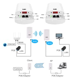 KuWfi 300Mbps Outdoor CPE Bridge 2.4Ghz Wireless WiFi Router AP Repeater Bridge Wi-fi Signal Extender PTP Up to 1KM with 24V POE