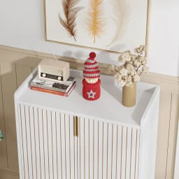 Tribesigns White Shoe Cabinets with Doors, 5-Tier Shoe Rack, Wood Storage Cabinet for Bedroom Hallway Living Room