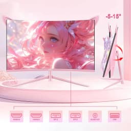 27inch Curved Pink Monitor QHD 165hz 1800R Gaming Display HDR10 Free-Sync Desktop Screen 1ms GTG With Speakers Tilt Adjustable