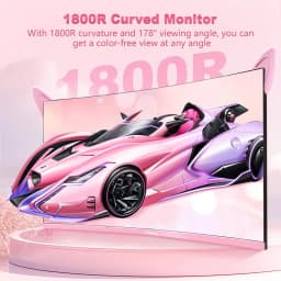 27inch Curved Pink Monitor QHD 165hz 1800R Gaming Display HDR10 Free-Sync Desktop Screen 1ms GTG With Speakers Tilt Adjustable