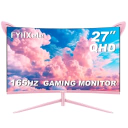 27inch Curved Pink Monitor QHD 165hz 1800R Gaming Display HDR10 Free-Sync Desktop Screen 1ms GTG With Speakers Tilt Adjustable