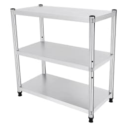 3-Tier Stainless Steel Work Table 80*40*80cm Large-Capacity Kitchen Storage Rack for Kitchen Garage school, Height Adjustable