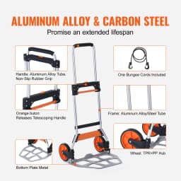 SucceBuy 275/309 lbs Folding Hand Truck Portable Unity Cart Dolly with Telescoping Handle and Binding Rope for Moving Warehouse