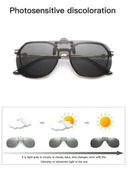 VIVIBEE Polarized Flip Up Clip On Sunglasses for Glasses Men Oversized Driving UV400 Mirror Red Fishing Night Vision Eyeglasses