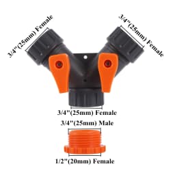 2-Way Garden Tap Water Splitter 1/2" 3/4" Female Thread Garden Hose Y Type Watering Adjustable Switch Water Controller Valve