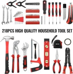 218-Piece Household Tool Kit Auto Repair Tool Set Tool Kits Homeowner Plier, Screwdriver Set Socket Kit and Toolbox Storage Case