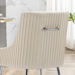 SEYNAR Modern Velvet Pleated Finish Back Dining Chair Set of 6 with Rear Handle