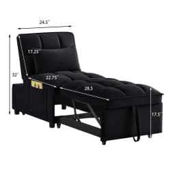4-in-1 Multifunctional Single Sofa Bed with Storage Bag Tufted Single Sofa Bed Adjustable Backrest Pillows Convertible Chair