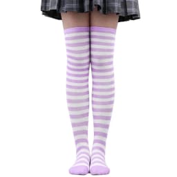Womens Stockings Lolita Ladies Girls White Black Long Thigh High Socks Striped Over Above Knee cotton Socks COSPLAY 2025 New