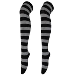 Womens Stockings Lolita Ladies Girls White Black Long Thigh High Socks Striped Over Above Knee cotton Socks COSPLAY 2025 New