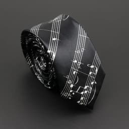 Classic Musical Notes Printed Tie Silky Narrow Neckties Slim Smooth Piano Guitar Necktie Simple Elegant Trendy Unisex Ties Gift