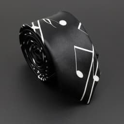 Classic Musical Notes Printed Tie Silky Narrow Neckties Slim Smooth Piano Guitar Necktie Simple Elegant Trendy Unisex Ties Gift