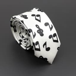 Classic Musical Notes Printed Tie Silky Narrow Neckties Slim Smooth Piano Guitar Necktie Simple Elegant Trendy Unisex Ties Gift