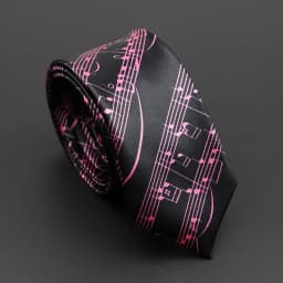 Classic Musical Notes Printed Tie Silky Narrow Neckties Slim Smooth Piano Guitar Necktie Simple Elegant Trendy Unisex Ties Gift