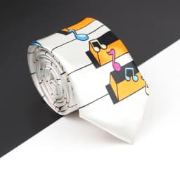 Classic Musical Notes Printed Tie Silky Narrow Neckties Slim Smooth Piano Guitar Necktie Simple Elegant Trendy Unisex Ties Gift