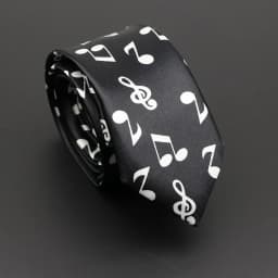 Classic Musical Notes Printed Tie Silky Narrow Neckties Slim Smooth Piano Guitar Necktie Simple Elegant Trendy Unisex Ties Gift