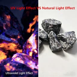 Natural Yooperlites Flame Stone Syenite Decor Stone Fluorescent Sodalite Mineral Rough Crystal Long-wave UV Collection Specimens