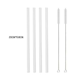 High Borosilicate Glass Straw Set Reusable Eco Friendly Drinking Straw for Smoothies Cocktails Bar Accessories Straws with Brush