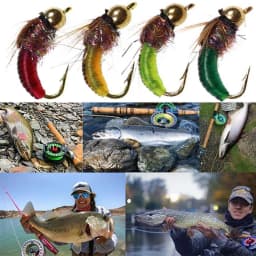 3Pieces Brass Bead Head Fast Sinking Nymph Maggots Bug Worm Flies Trout Fly Fishing Lure Bait