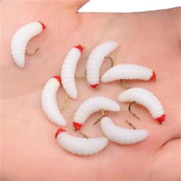 3Pieces Brass Bead Head Fast Sinking Nymph Maggots Bug Worm Flies Trout Fly Fishing Lure Bait