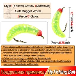 3Pieces Brass Bead Head Fast Sinking Nymph Maggots Bug Worm Flies Trout Fly Fishing Lure Bait