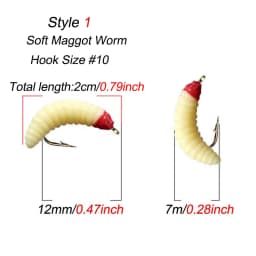 3Pieces Brass Bead Head Fast Sinking Nymph Maggots Bug Worm Flies Trout Fly Fishing Lure Bait