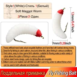 3Pieces Brass Bead Head Fast Sinking Nymph Maggots Bug Worm Flies Trout Fly Fishing Lure Bait