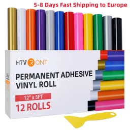12 Pack HTVRONT 12inX5ft Multi Color Permanent Adhesive Vinyl Rolls for Cricut Craft DIY Cup Glass Phone Case Home Decor Gift