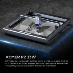 ACMER P2 33W Lasers Engraver With Air Assist Industrial Rails Wifi APP Control Laser Cutting Machine Carve Wood Aluminium Oxide