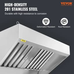 SucceBuy 4/5/6/7/8/9FT Commercial Exhaust 201 Stainless Steel Concession Hood Under Cabinet Range Hood Kitchen Vent Hood Sliver