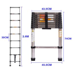 DayPlus 8.5FT/2.6M Multi-Purpose Folding Telescopic Ladder 9 Steps for Decorating Painting In/Outdoor Extendable Portable Loft