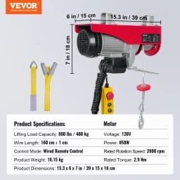 SucceBuy 200-800kg Electric Hoist with Wired/Wireless Remote Control Lifting Crane Cable Hoist Winch for Boat Garage Elevator
