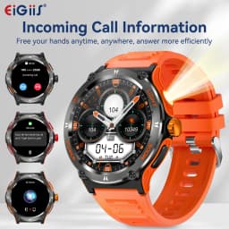 EIGIIS Smart Watch 3ATM Waterproof 1.53" KT76 Men Sport With Compass And LED Flashlight Heart Rate Sleep Analysis Bluetooth Call