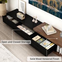 82-110'' Extendable TV Stand for Up to 120'TV, Wood Reversible TV Media Console W/3 Drawers & Open Storage Shelf for Living Room