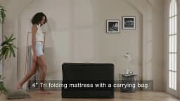Hcore Folding Mattress, 4 Inch Foldable Memory Foam Mattress with Bag, Portable Mattress Topper for Floor, Camping, Guest