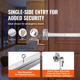SucceBuy Push Bar Door Locks Stainless Steel Panic Bars Exit Doors with Exterior Lever Push Bar Panic Exit Device Door Hardware