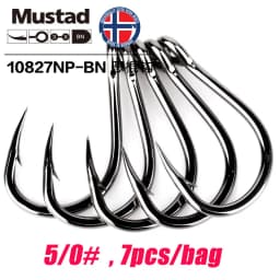 Mustad Norway Origin Sea Fishing Hook Super Power Big Size Circle Fish Hooks,1#-12/0#,10827NP-BN