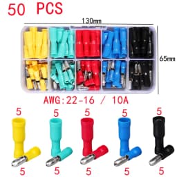 Box,Bullet Type Lnsulated Electrical Connector,Female and Male Wire Connector,Brass Electrical Crimp Terminalss,Car Accessories