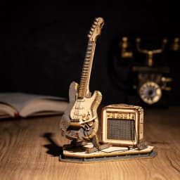 Robotime Electric Guitar 3D Wooden Puzzle for Kids Adults Assembly Creative Toys Building Block Set for Christmas Gifts Adult