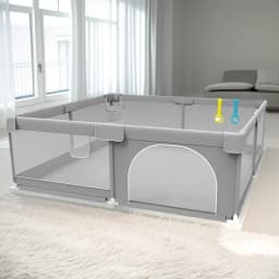 IMBABY Baby Playground 150x180cm Baby Playpen Grey Children's Fence Box with Protective Angle Game Playpen for Children Activity
