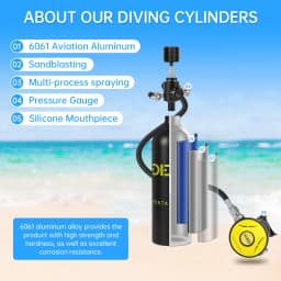 DIDEEP 1L Mini Scuba Diving Tank Set, 15-20Mins Underwater Diving Cylinder with Hand Pump,Portable Lungs Bottle with 3000 PSI